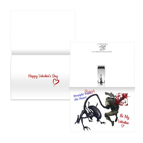Alien Xenomorph Straight through the Heart Valentine Card